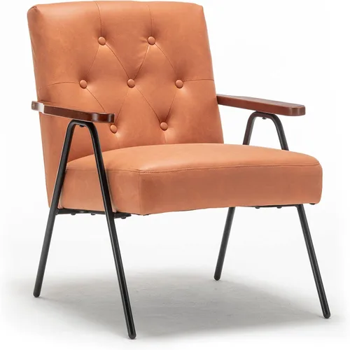 Miniatura 9 de UNICOO - Sillas decorativas modernas, sillón de mediados de siglo, sillas de sala de estar, silla de ocio con patas de metal, sillas laterales