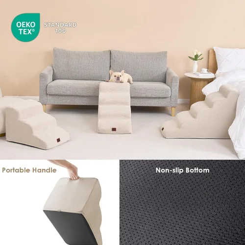Miniatura 5 de EHEYCIGA - Escalones curvos para perros para camas altas de 19.7" de alto, 4 escalones para perros pequeños y gatos, escaleras para mascotas
