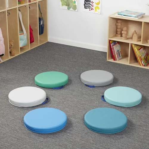 Miniatura 9 de Factory Direct Partners SoftScape - Cojines de piso redondos de 15 pulgadas con asas para salón de clases; asientos flexibles para guardería