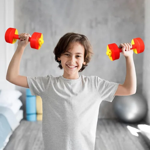 Miniatura 9 de Toddmomy Par de mancuernas para niños, mini barra de plástico, equipo de fitness para educación temprana, gimnasio en casa, entrenamiento de fuerza