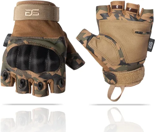Miniatura 11 de Glove Station - Guantes tácticos de nudillos sin dedos para hombre - Guantes de motocicleta para tiro táctico, Airsoft, caza, trabajo policial