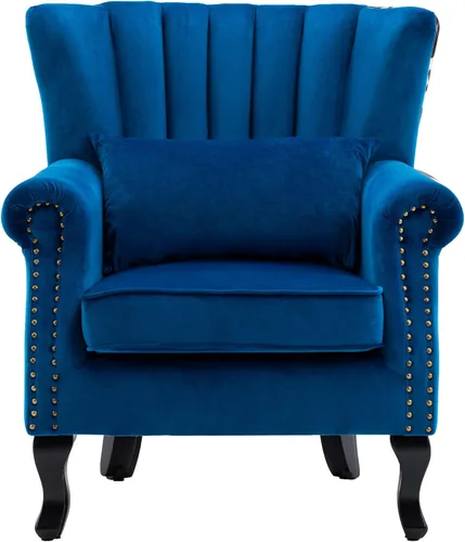 Miniatura 13 de CHAIRUS - Silla decorativa moderna de mediados de siglo con respaldo de canal, cómoda silla de sofá individual, silla con reposabrazos y almohada