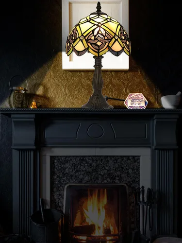Miniatura 7 de KY&BOSAM Lámpara de Mesa Celta Irlandesa Tiffany Estilo Trébol Lámpara de Escritorio Luz Nocturna de Vidrio Emplomado 14 Pulgadas de Alto 8 Pulgadas