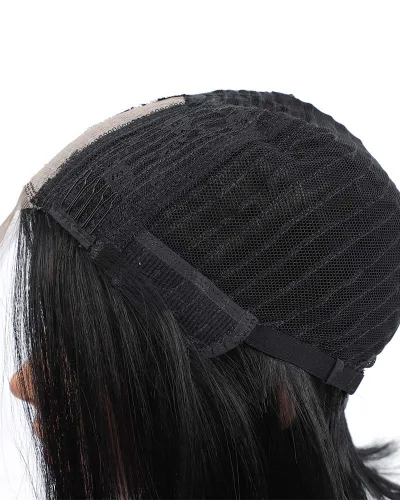 Miniatura 8 de Pelucas negras estilo Bob pelucas cortas y rectas para mujer, pelo sintético resistente al calor, parte media, aspecto natural, uso diario, cosplay