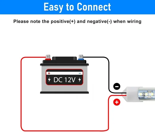 Miniatura 4 de Linkstyle 2PCS Barra de Luz LED Interior de 12V, Tira de Luz Delgada de 48 LEDs con Interruptor, Lámpara de Iluminación Blanca de 6500K