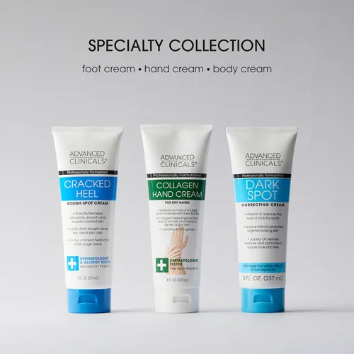 Miniatura 8 de Advanced Clinicals Crema hidratante de colágeno para manos y cuerpo para el cuidado de la piel para piel seca y agrietada. Loción calmante e Crema