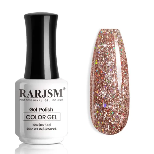 Miniatura 30 de RARJSM Esmalte de uñas de gel con purpurina de nieve, diamante brillante, gel de uñas de color blanco lechoso con pigmentos plateados y brillantes