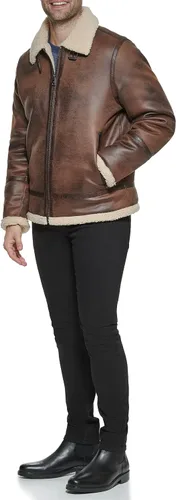 Miniatura 9 de Calvin Klein Chaqueta de piel sintética para hombre - Chaqueta bomber con forro de oveja