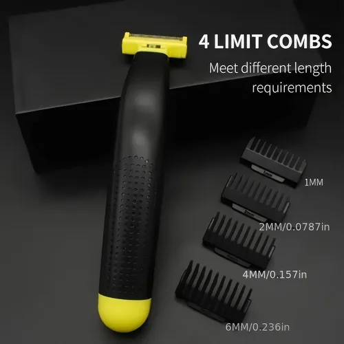 Miniatura 3 de Afeitadora eléctrica para hombre, maquinilla de afeitar de doble hoja para húmedo y seco, lavable de cuerpo completo, recargable por USB, 4