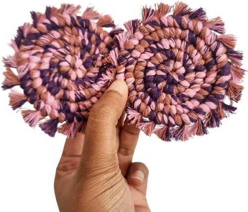 Miniatura 9 de Posavasos de Algodón para Automóvil 2 piezas Posavasos para Tazas de Automóvil Lindos Accesorios de Automóvil para Mujeres Posavasos para Portavasos