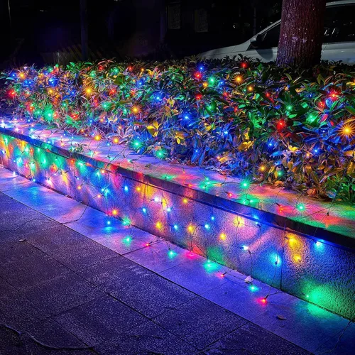 Miniatura 7 de Dirnun Red de luces LED de Navidad verde para exteriores, 160 LED de 5 x 7 pies, luz de malla de hadas impermeable para exteriores e interiores