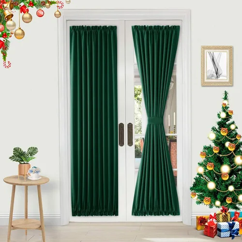 Miniatura 25 de DWCN Cortinas para puerta francesa: cortina térmica con bolsillo para barra para puertas con ventana de vidrio, puertas de cocina y patio