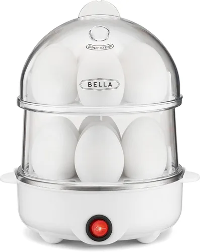 Miniatura 12 de BELLA - Cocedor eléctrico para huevos de 360 V, bandeja doble para 14 huevos y apagado automático, escalfados, revueltos, duros, a medio cocer