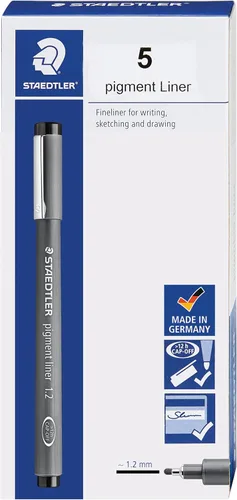 Miniatura 12 de Staedtler Delineador de Pigmentos, Pluma Delineadora para Dibujo, Bocetos, Diario, 0.05mm (0.002 in), Negro, Caja de 5 Plumas, 308 0059M