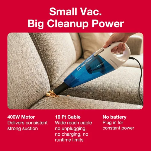 Miniatura 2 de Koblenz HV-120 KG3 - Aspiradora de mano con cable, motor de 400 W, cable de 18 pies, eliminador de polvo ligero para pelo de mascotas, tapicería