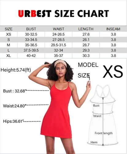 Miniatura 6 de Vestido de entrenamiento para mujer con brasier y pantalones cortos integrados, sin mangas, vestido atlético de tenis y golf con bolsillos