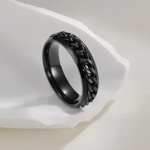 Miniatura 142 de Anillos giratorios para la ansiedad para hombre, anillos clásicos de cadena para mujeres y adultos, anillo de acero de titanio