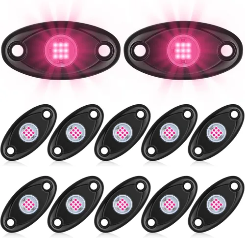 Miniatura 9 de Macarrie 12 Pods Luces LED Rock para Coche SUV Luces Underglow Impermeables Neón Trail Rig Lámpara Iluminación para Camión Motocicleta Barco ATV UTV