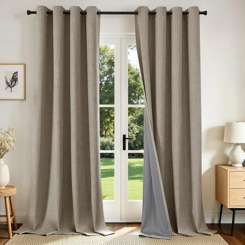 Miniatura 41 de Joydeco Cortinas opacas de 84 pulgadas de largo, 2 paneles burg, cortinas de oscurecimiento de habitación para dormitorio, cortinas térmicas Negro