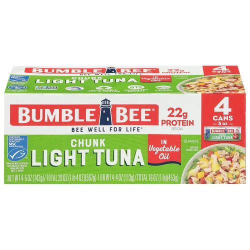 Miniatura 19 de Bumble Bee - Atún en trozos ligero en agua, lata de 340 g - Atún Skipjack capturado salvajemente - 17 g de proteína por porción - MSC Certificado
