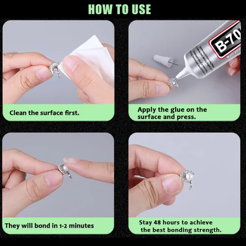 Miniatura 6 de 2 unidades de pegamento de diamantes de imitación B7000 de 3.7 fl oz, pegamento B7000 mejorado multifunción adhesivo para joyería para reparación