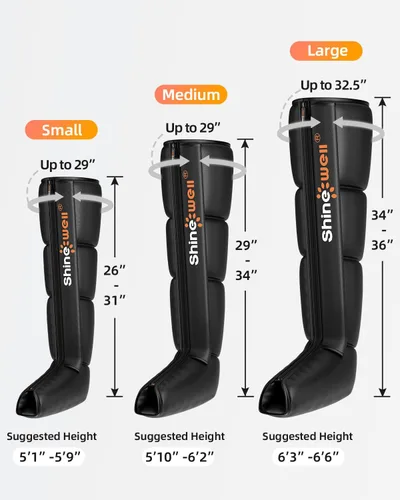 Miniatura 7 de SHINE WELL Sistema de compresión de recuperación de piernas, botas profesionales de compresión de aire para pies y piernas, dispositivo secuencial