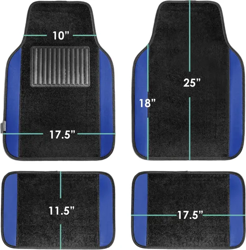 Miniatura 7 de FH Group Alfombrillas Automotrices para Piso – Ajuste Universal Alfombrillas Premium de Alfombra para Automóvil con Almohadilla para Talón del Azul
