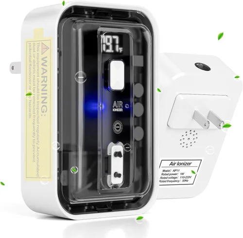 Ionizadores de aire 3 en 1 para el hogar - Sistema de filtración de iones negativos,Enchufe purificador de aire con pantalla de temperatura en