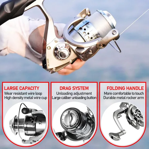 Miniatura 4 de Telescopic Fishing Rod Combo - 2PCS 6.9 7.89FT Collapsible Carbon Fiber Pole Set, Spinning Reel Lures Lines Kits with Carrier Bag for Travel 7.9 pies