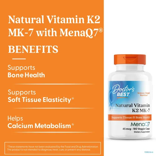Miniatura 2 de Doctor's Best Vitamina natural K2 MK-7 con MenaQ7 blanco sin sabor, 60