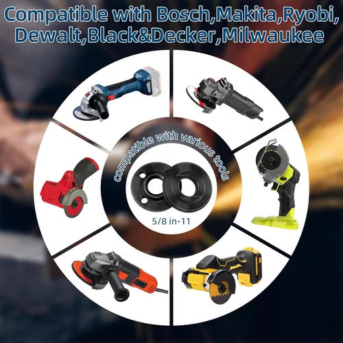 Miniatura 4 de Juego de 7 llaves de amoladora angular y amoladora angular, tuercas de bloqueo de metal de brida 5/8-11, compatibles con Dewalt, Milwaukee, Makita1