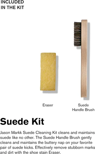 Miniatura 2 de Jason Markk Quick Clean & Suede - Kit de limpieza de 4 piezas, cepillo de gamuza y borrador de manchas, espuma lista para usar y cepillo delicado