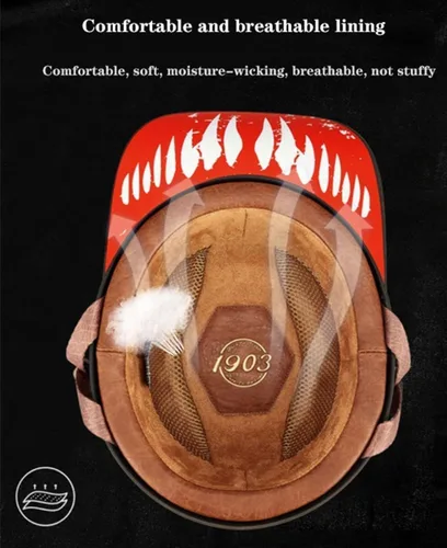 Miniatura 2 de Baseball Motorcycle Helmet DOT Approved Half Helmet German Style Skull Cap Helmet Motorbike Cruiser Scooter Cool Helmet for Men and Women Baseball