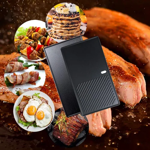 Miniatura 5 de Uniflasy Plancha Parrilla Reversible de Hierro Fundido para Estufa 16 7/8" Sartén Plancha Plana, Placa de Plancha Parrilla de Hierro Fundido
