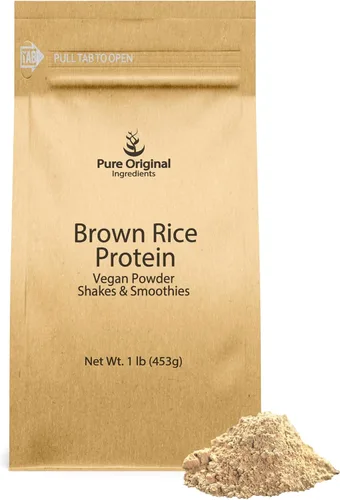 PURE ORIGINAL INGREDIENTS Polvo de proteína vegana de arroz integral (1 libra) de arroz integral germinado, sin gluten, batidos y batidos