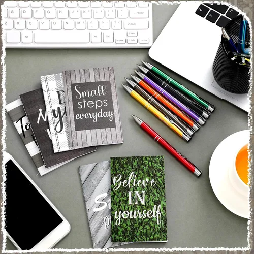 Miniatura 3 de Geyee 24 mini bolígrafos motivacionales, blocs de notas inspiradores, regalos de agradecimiento a granel, diarios pequeños, juego de bolígrafos