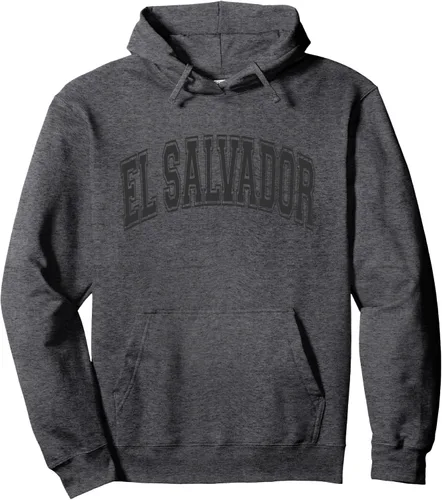 Miniatura 4 de El Salvador Arched Style Negro Texto y Contorno Sudadera Con Capucha