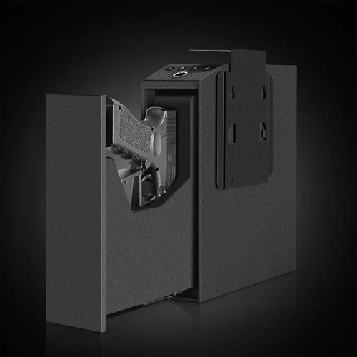 Miniatura 2 de Caja fuerte biométrica deslizante para pistola para mesita de noche, escritorio, lado de cama, camión - Caja fuerte de puerta corredera automática