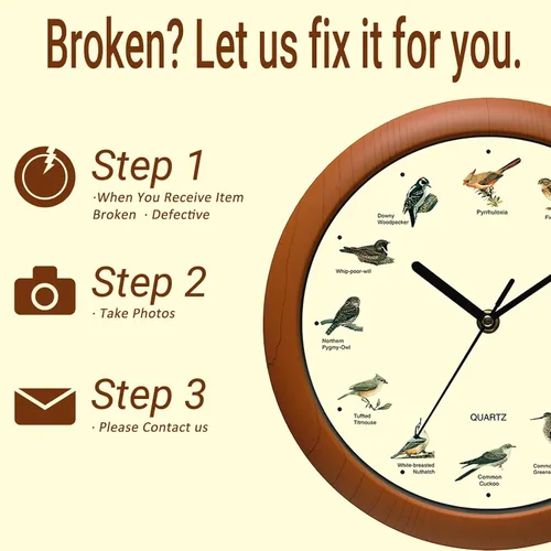 Miniatura 7 de Reloj de pared de pájaro cantante de 12 pulgadas con nombres y canciones de pájaros