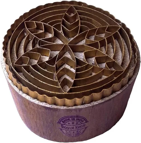 Miniatura 50 de Sello de Arcilla de Madera con Patrón de Loto de Latón para Impresión Rural BSCtag001