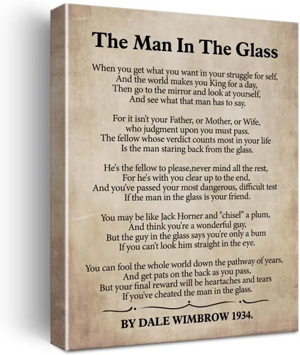 Lienzo impreso con texto en inglés «The Man in the Glass Poema», arte de pared para decoración del hogar, When You Get What You Want in Your