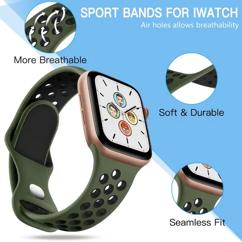 Miniatura 2 de Adorve 4 Pack Sport Bands Compatible with Apple Watch Bands for Men Women 49mm 46mm 45mm 44mm 42mm 41mm 40mm 38mm,Breathable Soft Silicone Strap for