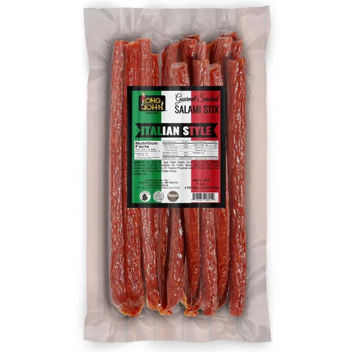 Miniatura 17 de Long John Snacks Palitos de salami secos – Paquete a granel de palitos de carne ahumada con alto contenido de proteínas, hechos a mano con cortes
