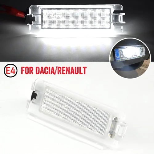 Miniatura 3 de 2 piezas de luz LED blanca para placa de matrícula compatible con Da-cia Lo-gan I 2004-2012, San-dero I 2008-2012, compatible con Re-nault C-lio II