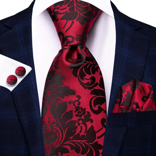 Miniatura 316 de Hi-Tie Corbatas de seda para hombre, diseño de cachemira a rayas, con bolsillo, gemelos cuadrados, conjunto formal de negocios