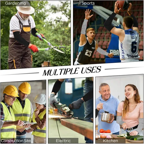 Miniatura 7 de Neer 4 pares de mangas protectoras para brazos para piel delgada, anticortes y resistentes a quemaduras, funda para antebrazo para cocina y Negro