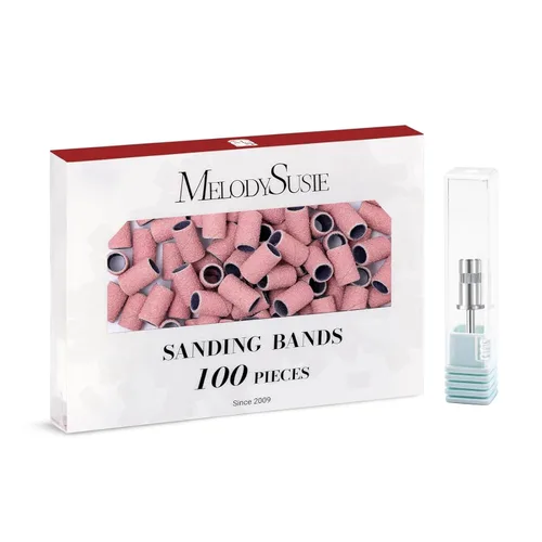 Miniatura 46 de MelodySusie - 100 bandas de lijado para brocas de uñas para lima eléctrica, de grano #80 grueso para limar uñas acrílicas, manicura y pedicura