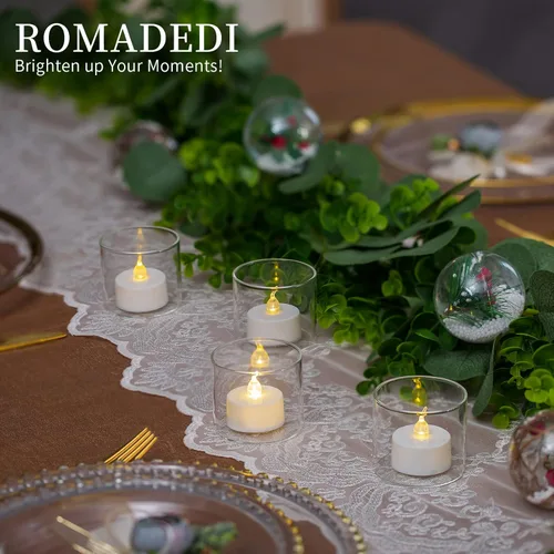 Miniatura 2 de Romadedi Portavelas transparente, mesa votiva de cristal, pequeña decoración de boda, centro de mesa, velas de té flotantes para fiesta de Navidad