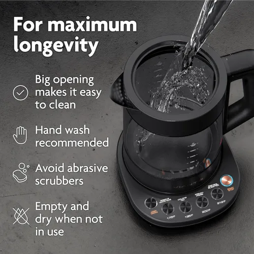 Miniatura 8 de Vianté - Tetera eléctrica con infusor para hojas sueltas. Elaborador de té caliente con control de temperatura y apagado automático. Tetera