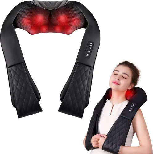 Masajeador Shiatsu de cuello y espalda, masajeador eléctrico con cable y calor para el alivio del dolor, masajeador de hombros de tejido profundo 4D
